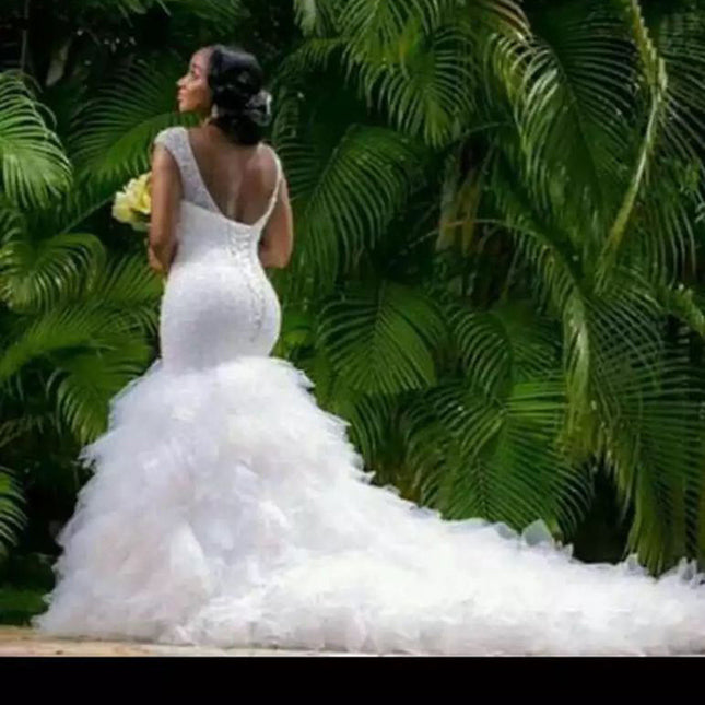 Wholeslae Bride Mermaid Plus Size Slim White Wedding Evening Dress