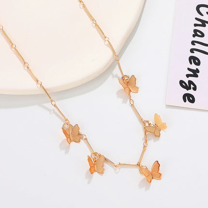 Wholesale Butterfly Pendant Tassel Clavicle Chain Necklace