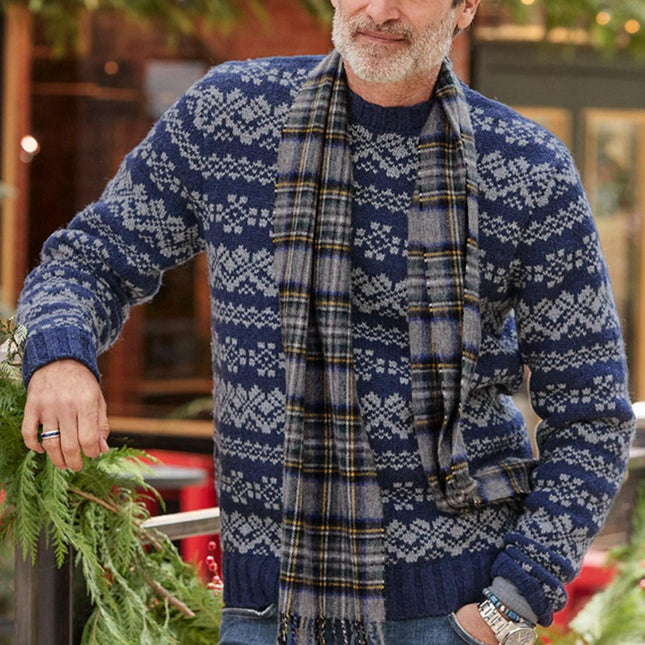 Wholesale Men's Pullover Knitwear Long Sleeve Jacquard Sweater