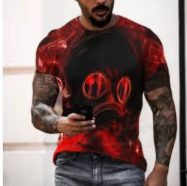 Camiseta Hombre Calavera Impresión Digital 3D Cuello Redondo Manga Corta