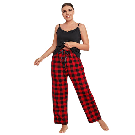Damen Plus Size Loungewear Backless Camisole Top Hose Pyjama
