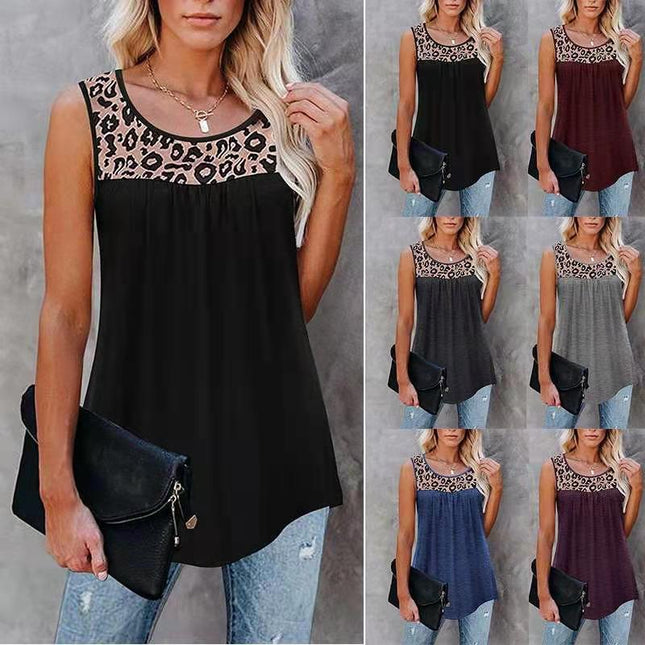 Wholesale Ladies Summer Stitching Round Neck Vest T-Shirt