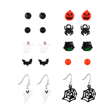 Spinnennetz-Schädel-Halloween-gotische Retro übertriebene Fledermaus-Ohrringe