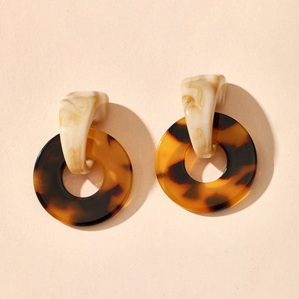 Tortoiseshell Resin Stud Earrings Geometric Irregular Leopard Print Earrings