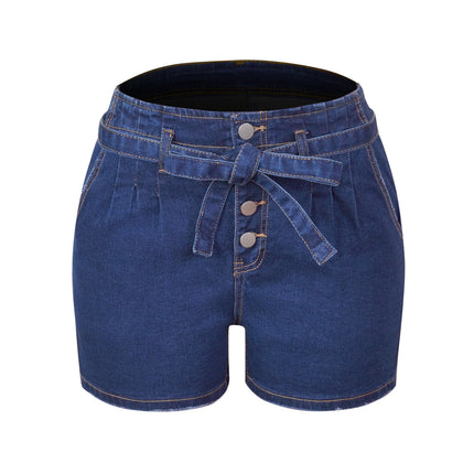 Wholesale Women's Elastic Loose Elastic Waist Belt Ladies Jeans Shorts
