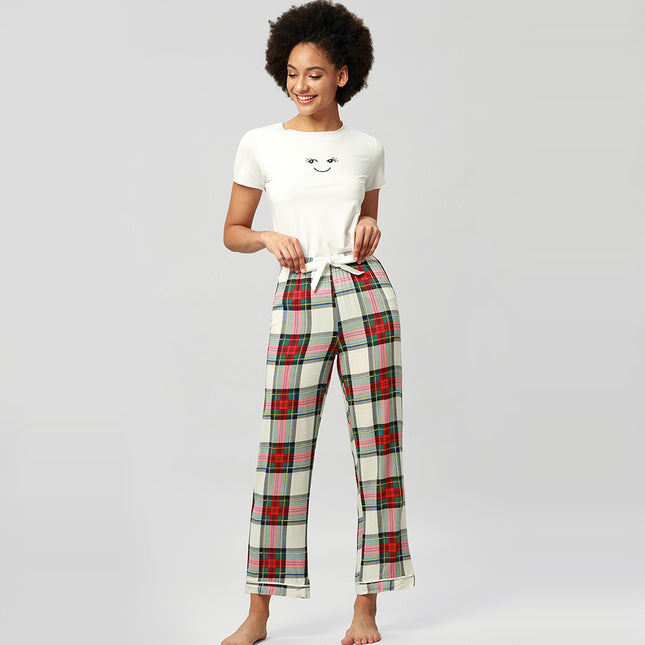 Homewear Women's Cartoon Short Sleeve Trousers Pajamas Set
