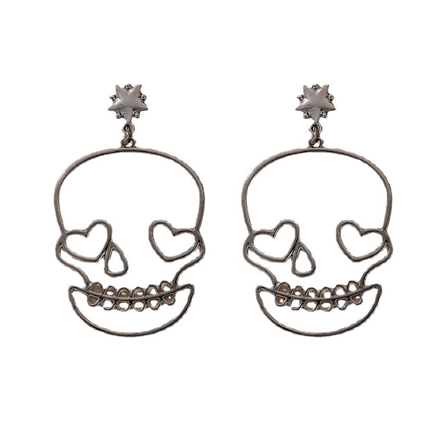 Funny Halloween Christmas Exaggerated Skull Heart Earrings