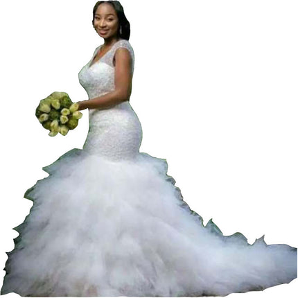 Wholeslae Bride Mermaid Plus Size Slim White Wedding Evening Dress