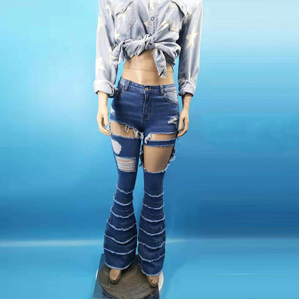 Modische Bootcut-Jeans mit hoher Taille und Stretch für Damen