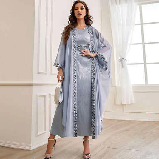 Wholesale Middle Eastern Muslim Women's Embroidered Dress Suit