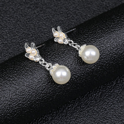 Collar de perlas Pendientes Conjunto Aleación de moda Forma de gota Flor Joyería nupcial