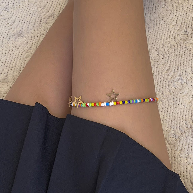 Wholesale Fashion Colorful Beaded Leg Chain Sexy Star Body Chain
