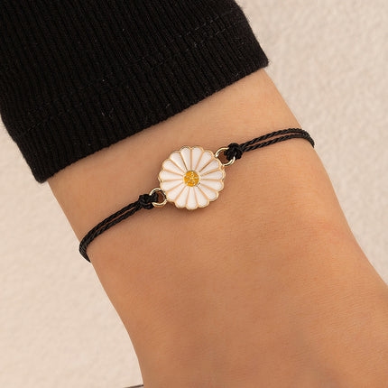 Handmade Chrysanthemum Sunflower Braided 4 Piece Bracelet