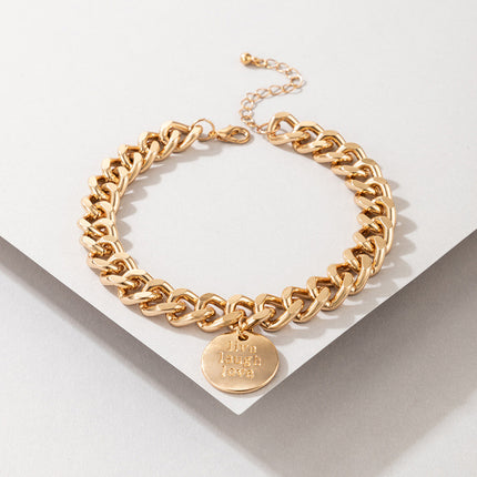 Letter Love Geometric Thick Chain Single Layer Anklet