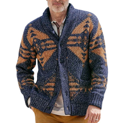 Wholesale Men's Fall/Winter Lapel Long Sleeve Button Cardigan Sweater Jacket