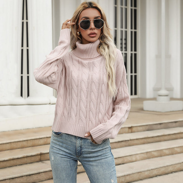 Wholesale Women's Fall Winter Twisted Turtleneck Warm Pullover Sweater