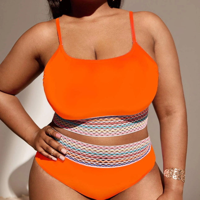 Zweiteiliger Bikini-Badeanzug für Damen in Übergröße
