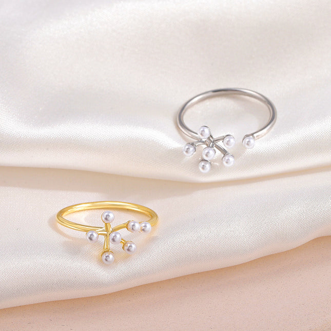 Wholesale Pearl Flower Rings Open Index Finger Ring Simple Rings