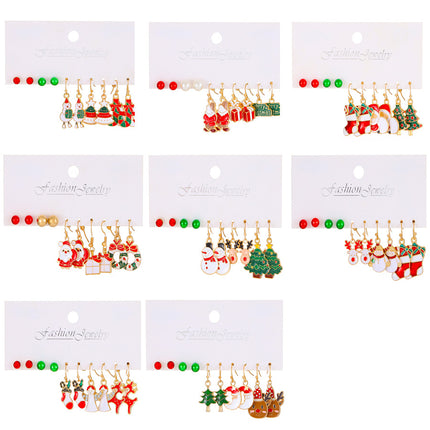 Weihnachtskarikatur-Öltropfen-Elch-Weihnachtsmann-Weihnachtsbaum-Ohrringe