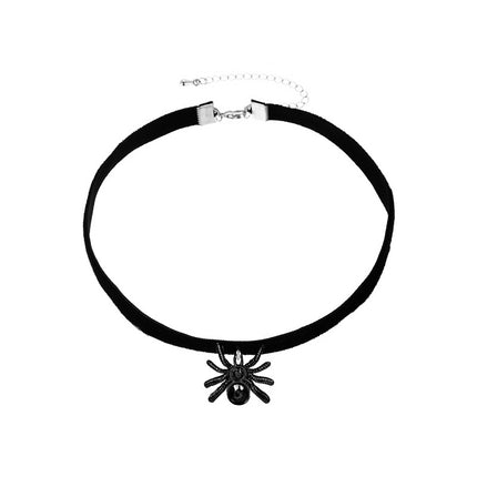 Collar de franela colgante de araña oscura gótica collar de Halloween
