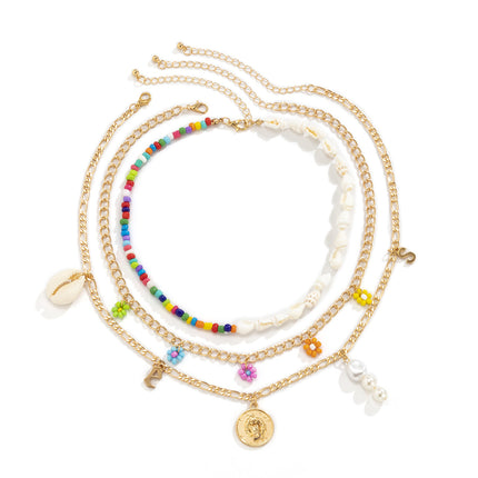 Shell Perlen-Blumen-Halsketten-Metallumbau-Porträt-Perlen-Halskette
