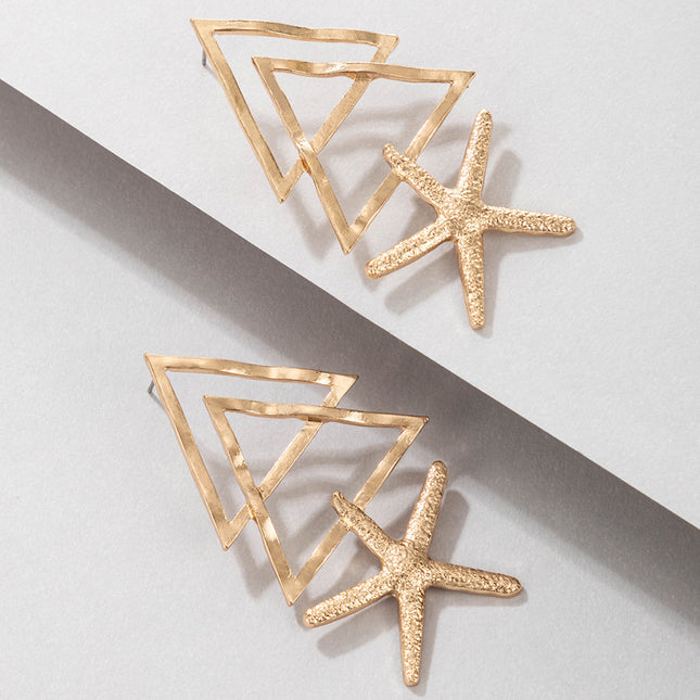 Wholesale Starfish Geometric Cutout Irregular Triangle Star Earrings