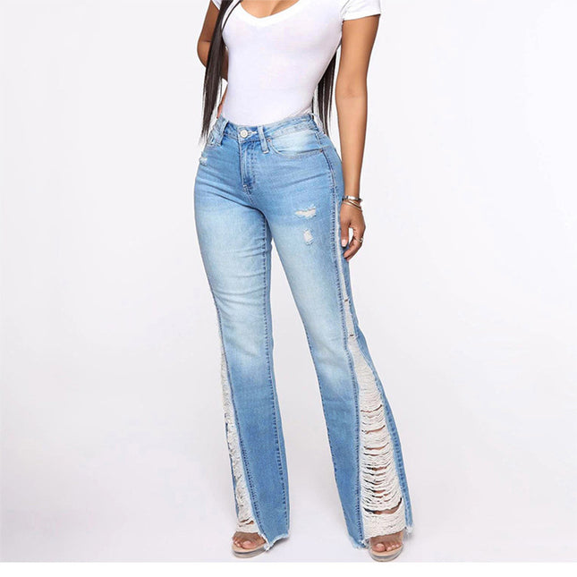Modische, zerrissene Stretch-Street-Jeans für Damen