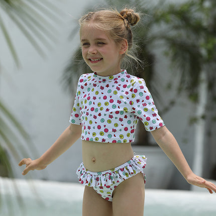 Wholesale Children's Two-piece Swimsuit Girls Half Sleeve Bikini