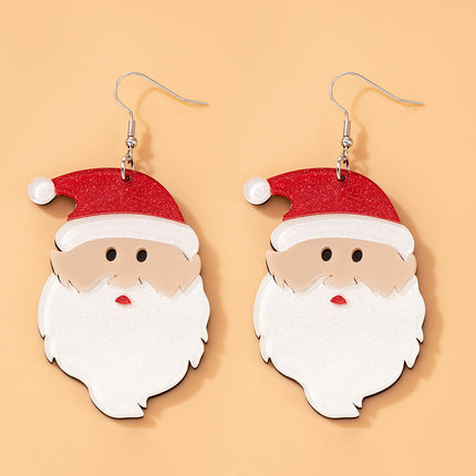 Christmas Resin Glitter Cute Cartoon Santa Claus Earrings