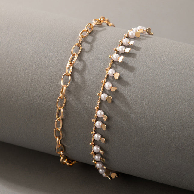 Pearl Fashion Pearl Quaste Herzkette 2 Stück Armband