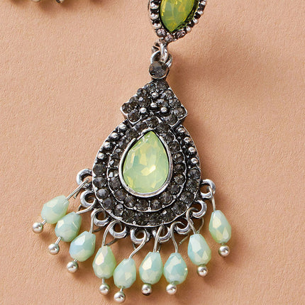 Großhandel Vintage Strass Perlen simulierte Smaragd Ohrringe