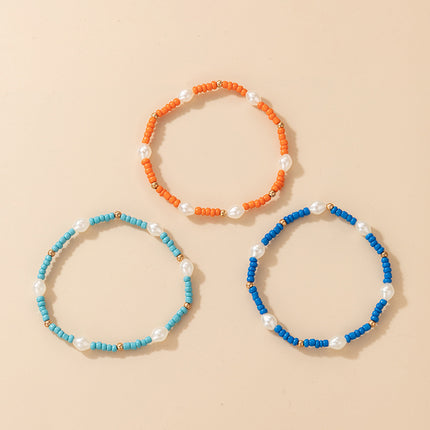 Geometric Colorful Beach Style Three-Piece Bracelet