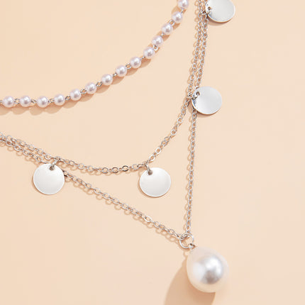 Pearl Tassel Simple Water Drop Pendant Necklace