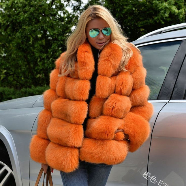 Wholesale Women's Winter Fashion Faux Fur Coat Fox Fur Splicing Coat