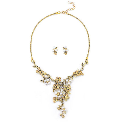 Conjunto de joyería étnica de collar Vintage de perlas de novia de moda al por mayor