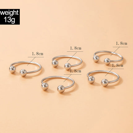Wholesale Fashion Bead Split Ring Geometric Adjustable Five Pieces