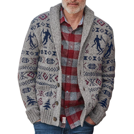 Wholesale Men's Lapel Long Sleeve Single Breasted Button Sweater Jacket