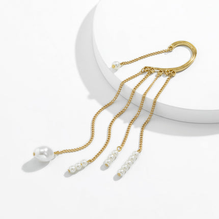 Wholesale Pearl Tassel Chain Earhook Metal Design Earrings