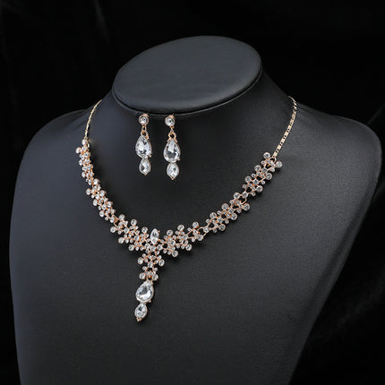 Wholesale Bridal Fashion Clavicle Chain Necklace Earrings Jewelry Set