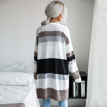 Wholesale Women's Autumn Thin Striped Casual Cardigan Knitwear Sweater