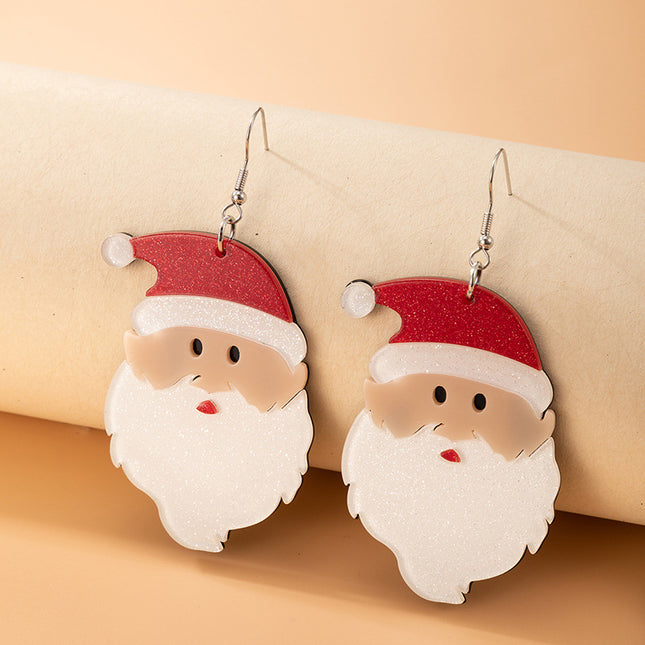 Weihnachtsharz-Glitter niedliche Cartoon-Weihnachtsmann-Ohrringe