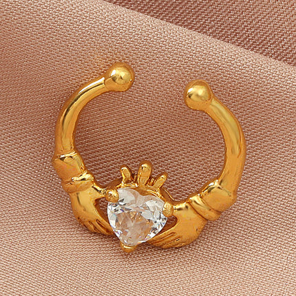 Rhinestone U Shape False Nose Ring Metal Multicolor Nose Jewelry