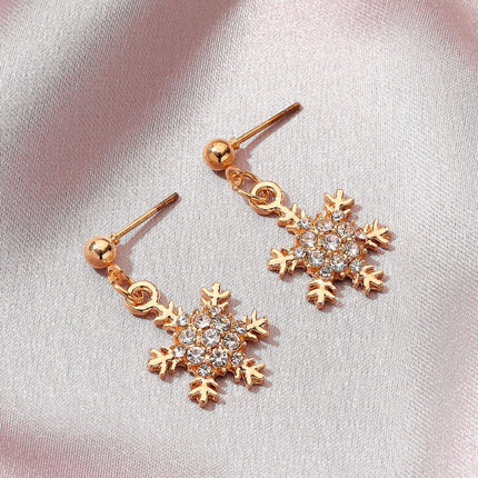 Wholesale Fashion Christmas Snowflake Rhinestone Stud Earrings