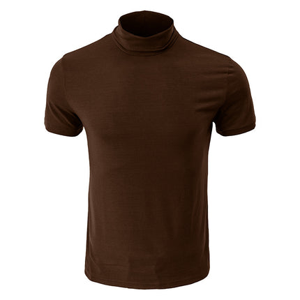 Wholesale Men's Short Sleeve Tops Summer Turtleneck T-Shirts