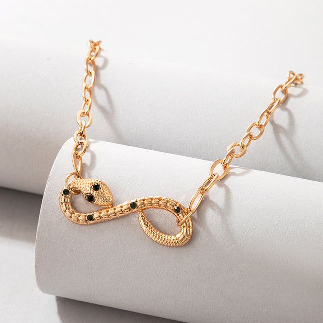 Wholesale Alloy Rhinestone Snake Single Layer Necklace