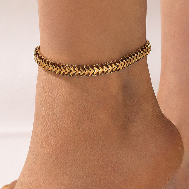 Fishtail Chain Hollow Single Anklet
