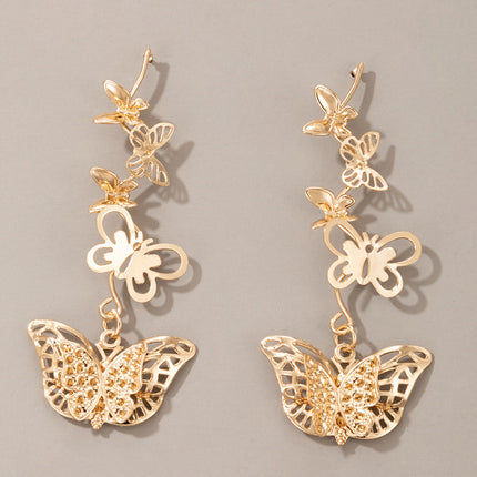Butterfly Heavy Metal Long Earrings