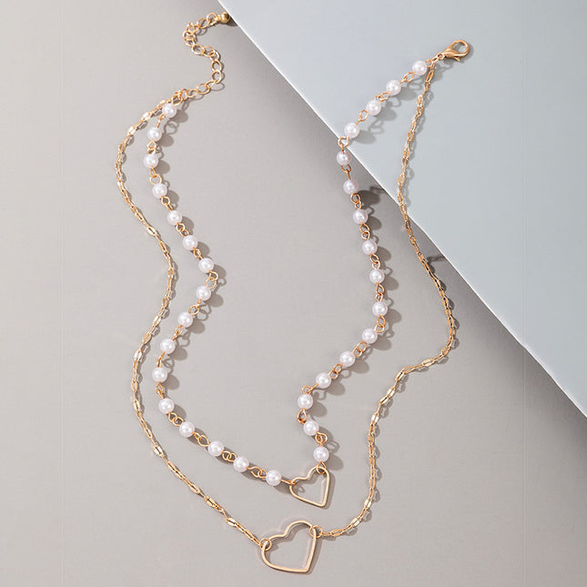 Love Personality Peach Heart Pearl Necklace Clavicle Chain