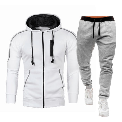 Wholesale Men's Fall Winter Cardigan Hooded Hoodie Jacket Jogger Two Piece Set