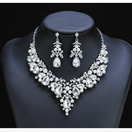 Wholesale Necklace Set Women's Two-piece Alloy Bridal Dress Jewelry